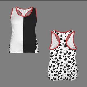 Black and White Tank Top with Red Trim